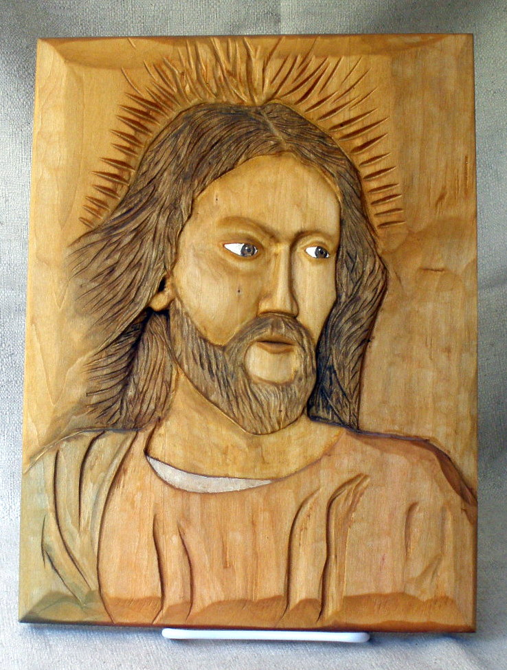 Jesus relief woodcarving